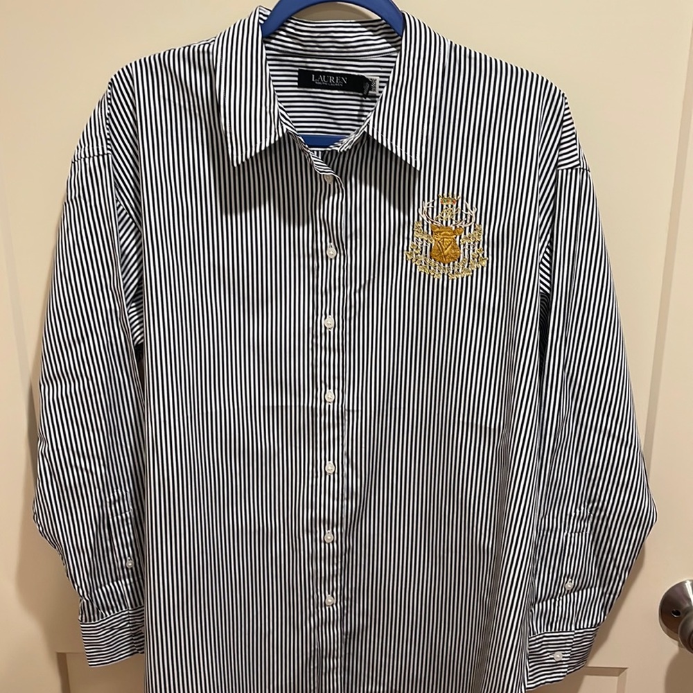 Lauren Ralph Lauren Ladies Black and White Button Down